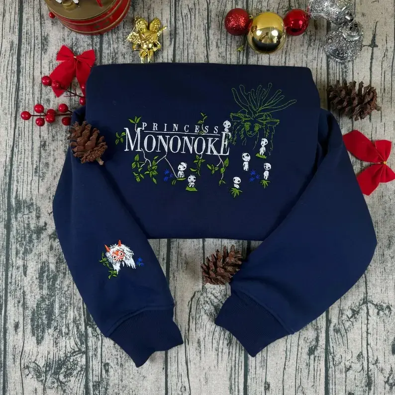 Princess Mononoke Embroidered Sweatshirt, Mononoke Hime, Studio Ghibli, Gift For Anime Fan