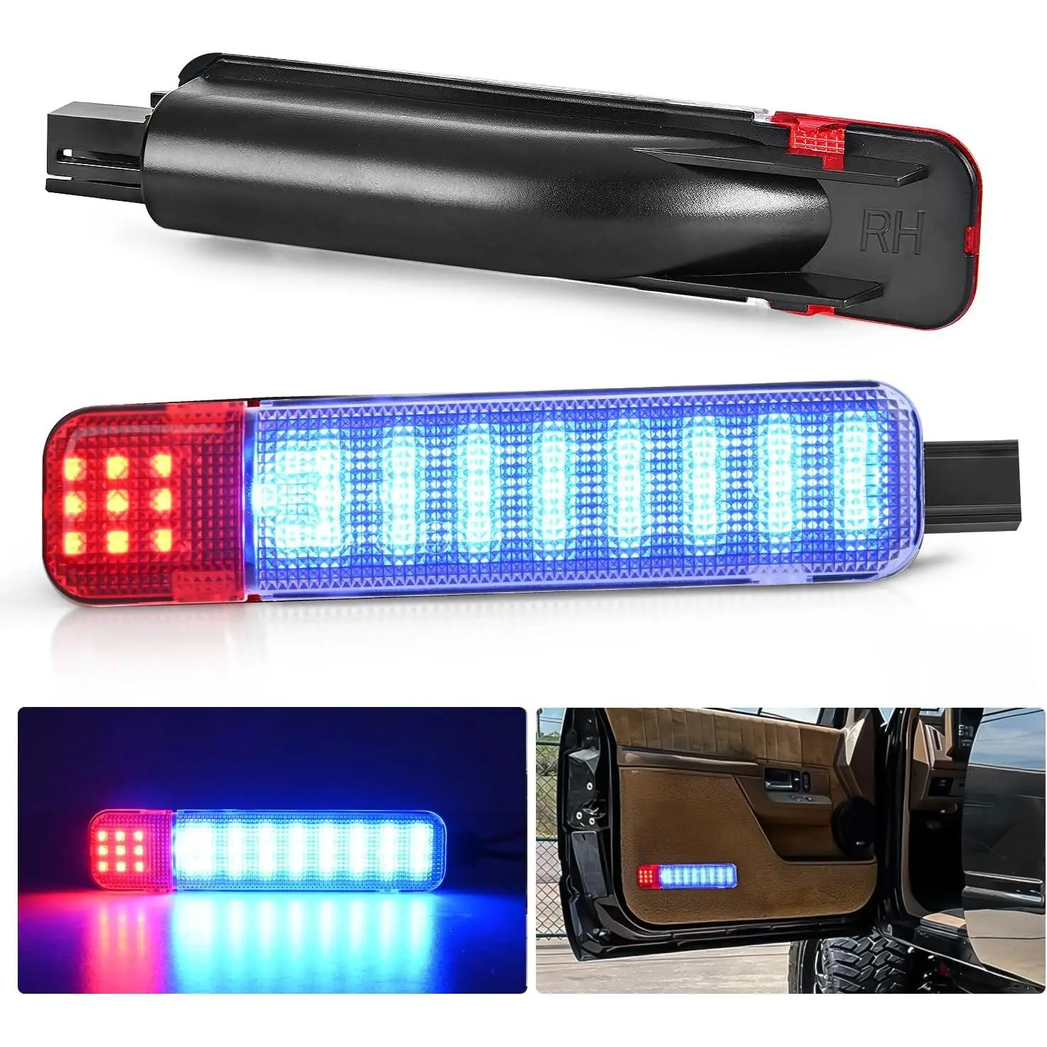 Nilight 2PCS LED Car Door Lights, Blue & Red Interior Door Panel Courtesy Lights, Plug-and-Play Compatible with Chevy GMC C/K Silverado Sierra 1500 2500 3500 HD Suburban Cadillac Escalade Hummer H2