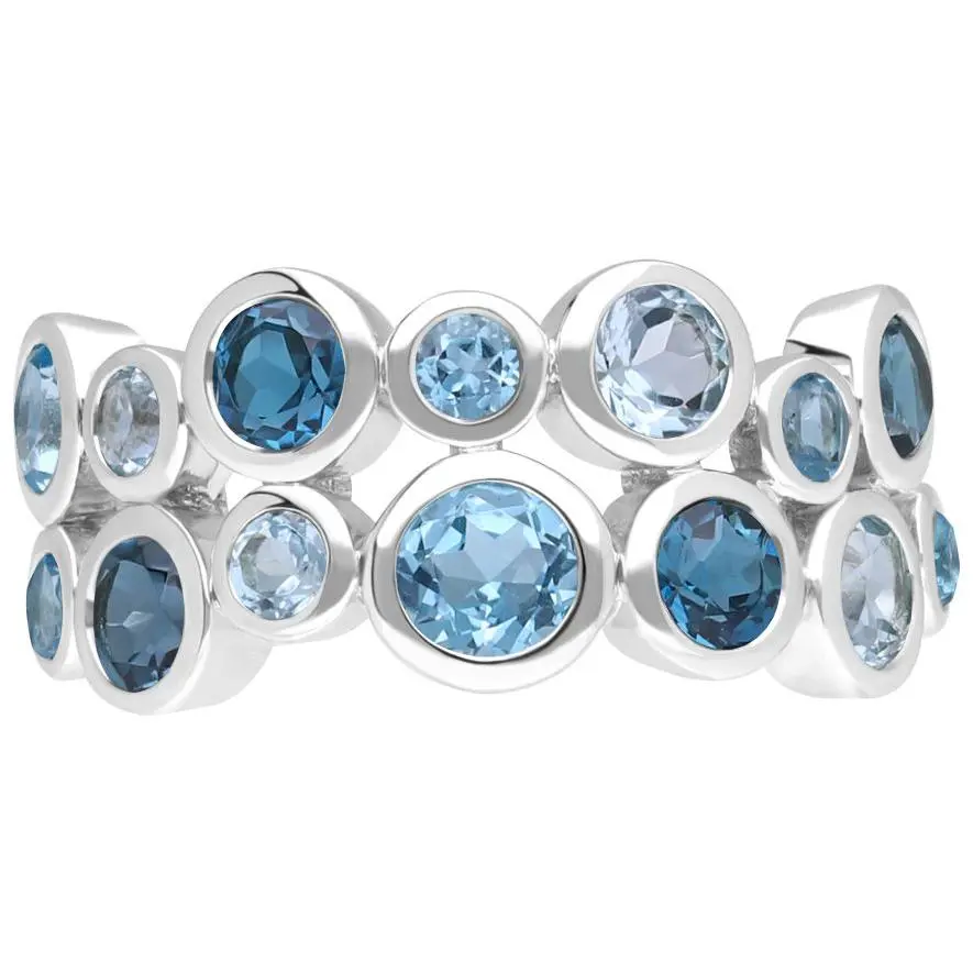 Ariva Sterling Silver Blue Topaz Bubble Ring Ariva Sterling Silver Blue Topaz Bubble Ring