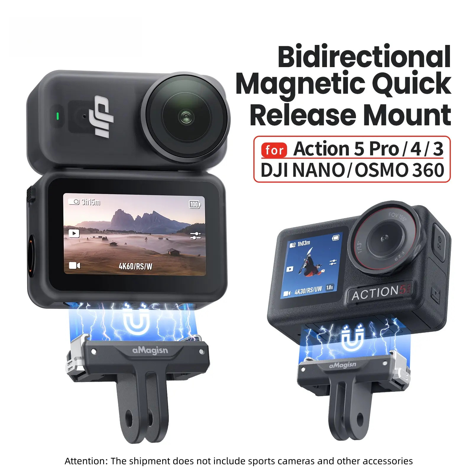 Dji Nano Osmo360 Action5 Pro 4 3 Dual Magnetic Quick Release Accessories, Compatible Dji Nano Series, Durable & Easy-To-Use Camera Parts