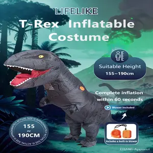 Adult Inflatable Dinosaur Costume Suit Jurassic World Tyrannosaurus Rex, Perfect for Halloween Christmas Carnival Party Celebration