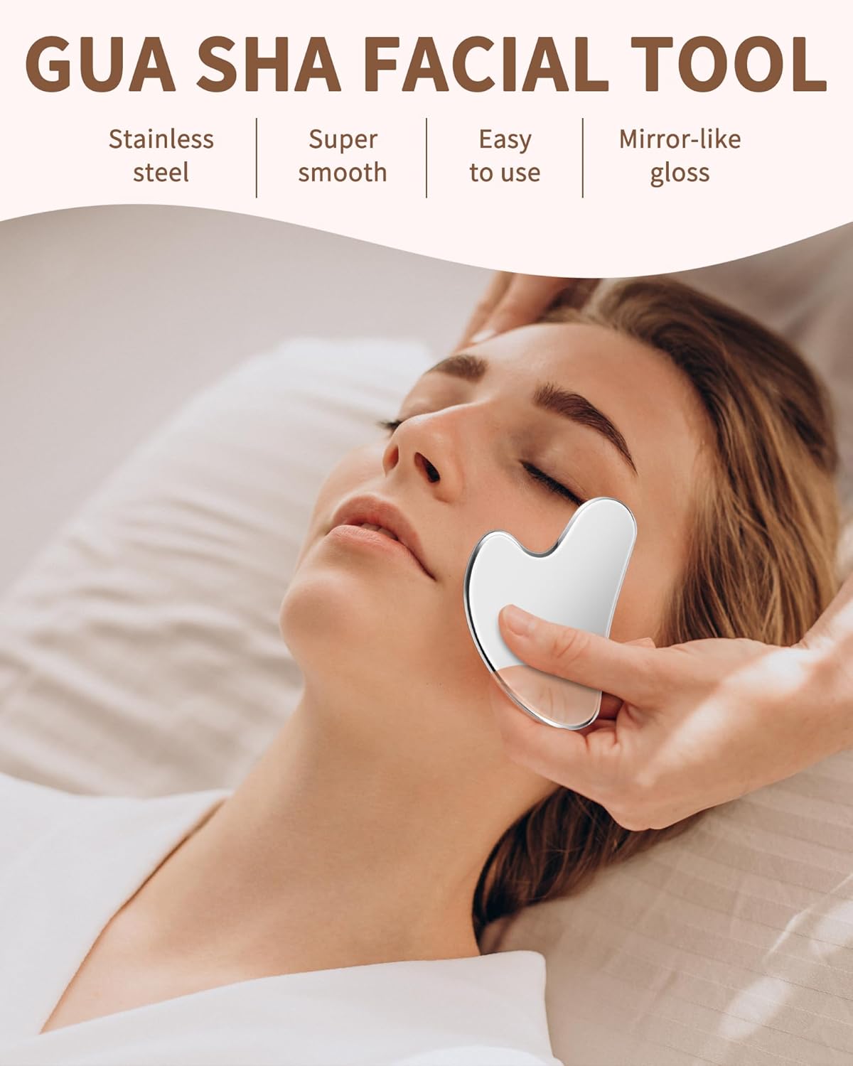 Professional Stainless Steel Gua Sha Tool for Facial Lifting & Slimming - Beauty Salon Style, Duith Leather Case, rable wIdeal for Daily Skincare Facial Daily Storage