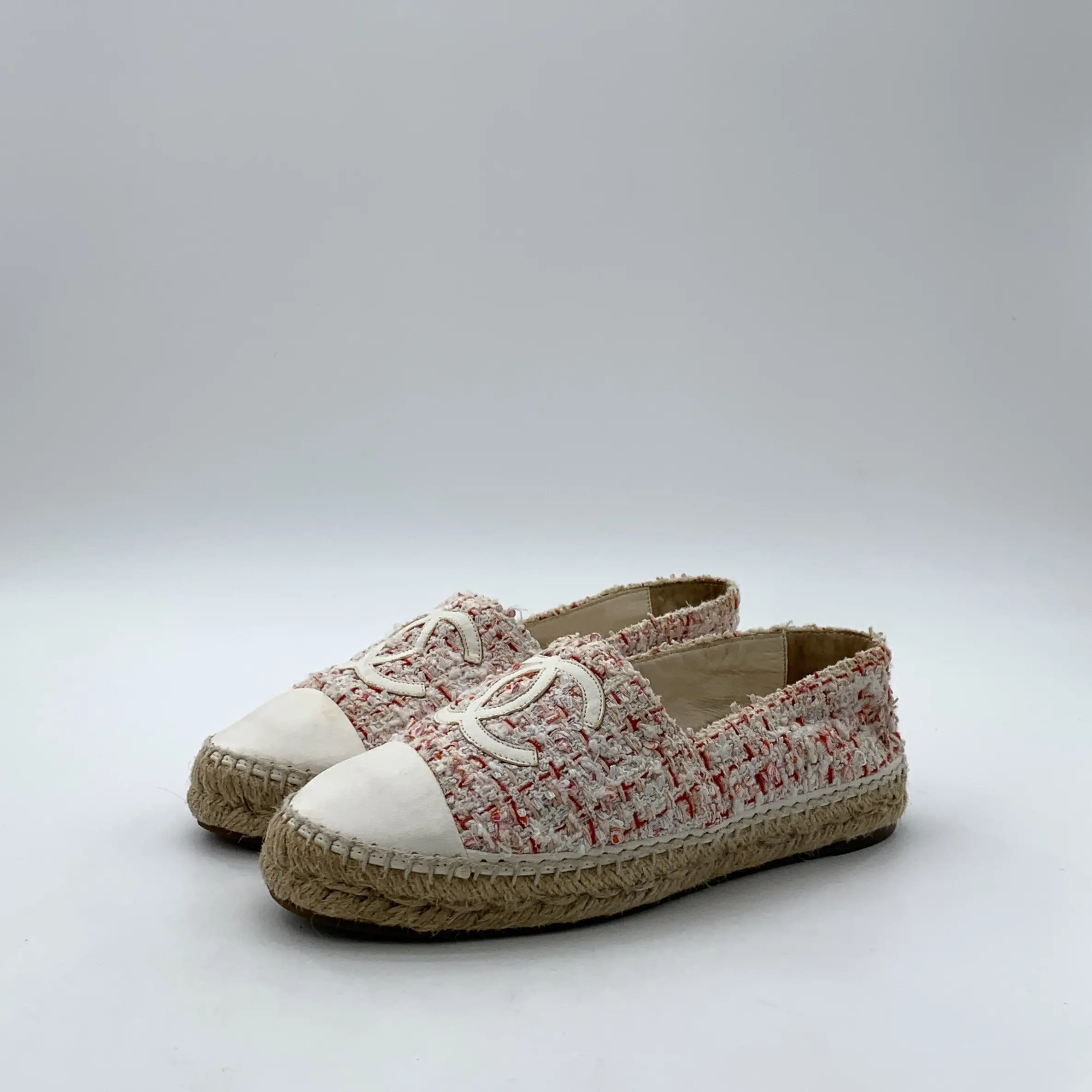 RDLTS— Chanel Pink CC Tweed Espadrilles Size US 7.5