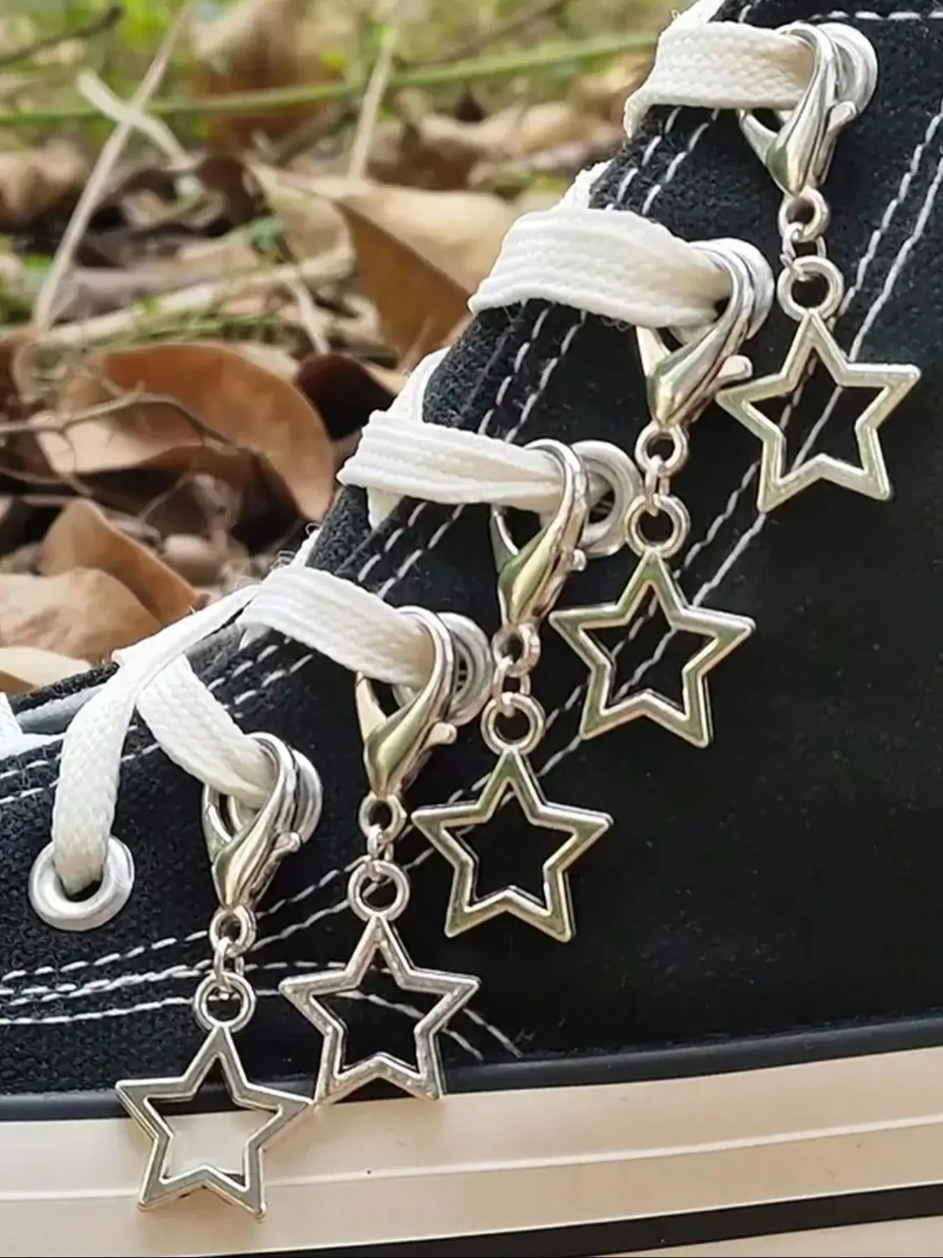 Vintage Star-Shaped Sneaker Bling Sparkling Shoe Charms Set of 5, Shoe Embellishment Set, Fall Accessories for Men & Women, Spring Summer Beachwear, Daily Wear Footwear Decorations, Decorative Shoe Accessories, Shoe Charms For Sneakers