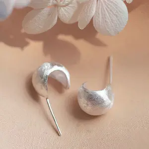 Swyii Brushed Silver Teardrop Ear Studs for Women, Daily Clothing Decor, Party Jewelry, High Quality & Exquisite Jewelry for Holiday Gift Ideas, Spring Fashion