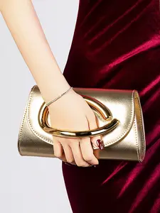 Elegant Women's Evening Bag Purse, Elegant Clutch with Half Round Flip Cover, Sparkling Wrist Strap, Detachable Chain Shoulder Strap, Perfect for Parties and Weddings, Trendy Minimalist Purse