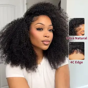 UNice Glueless Flip Blend 3/4 Half Kinky Curly Wig with 4C Blend Edges Natural Hairline  No Leave Out Beginners Friendly Human Hair Wigs