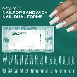 Sandwich Dual Forms Coffin Nail Molds - F1 Easy Nail Extension Forms 15 Sizes 240pcs
