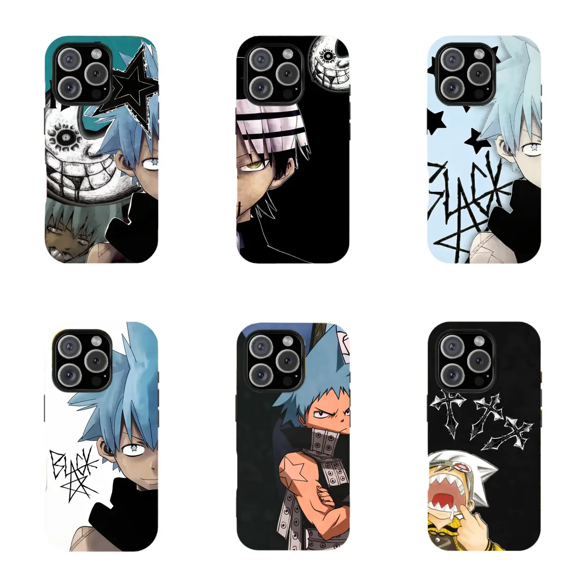 Dark Soul Eater Character Phone Case - Gothic Black Star Dual-Layer Durable Casing, Shockproof Protection Accessory for iPhone 17/16/15/14/13/12/11/8/7 & Samsung Series, Aesthetic Perfect Gift for Her
