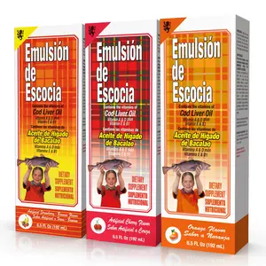 Emulsion De Escocia Cod Liver Oil Liquid For Kids Variety Pack - Cherry, Orange & Strawberry Banana Flavor - Omega 3 With Vitamins A, D, E & B1 - Children's Dietary Supplement 3-Pack, Natural