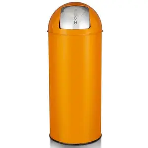 Orange Heavy Duty 65L/17 Gallon Push Lid Trash Can, Commercial Indoor Outdoor