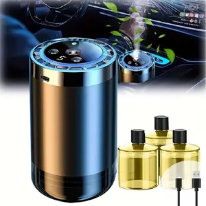 This smart car fragrance diffuser combines an air freshener, aromatherapy diffuser, humidifier, starry sky projector, and ambient lighting into one device. It can keep the air inside the car fresh for a long time