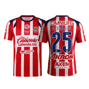 New Chivas 2025 26 Home Red No.25 Alavarado short sleeves football jerseys shirt without number