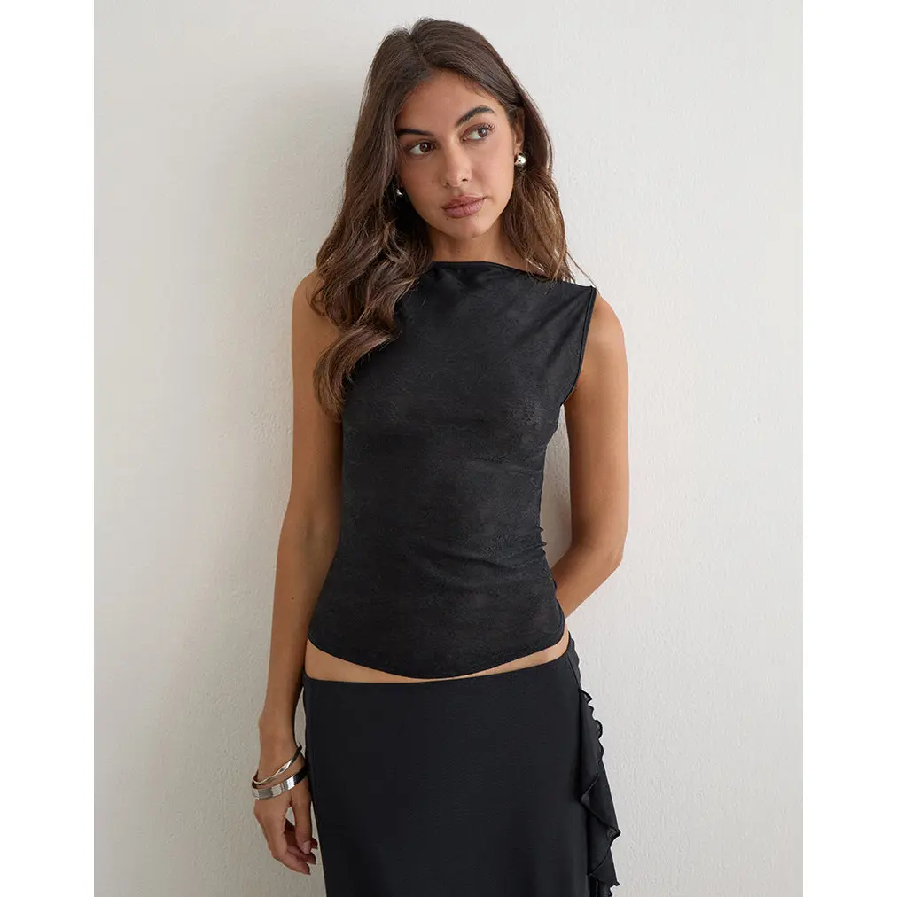 MOTEL Louis Vest Top in Lace Black