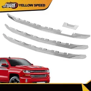 Chrome Snap-On Grille Overlay Cover - Decoration Accessory for 2016-2018 Chevy Silverado 1500 Vehicles