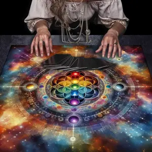 1 Piece Tarot card reading tablecloth, Bohemian-style altar decoration fabric, chakra decoration polyester tablecloth, creative fabric, home fabric decoration items, a gift for tarot scholars.