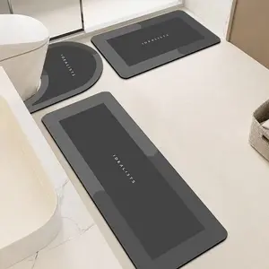 Soft Absorbent Bathroom Non-Slip Mats Set, Washable Toilet U-Shaped Mat, Entrance Door Mat, Modern Home Decor, Hand Washable, Anti-Slip Backing, Bathroom Rugs Set, Bathroom Rug Sets