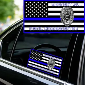 3PCS REDPECT ALL UNTIL DISRESPECTED Car Stickers, Decal For Cars, Truck Car Decal, Police Flag-Blue-Respect Until Decal Vinyl, Waterproof and Self-adhesive, Universal Car Sticker, Suitable for Car Bumpers, Windows, Body, and Motorcycles