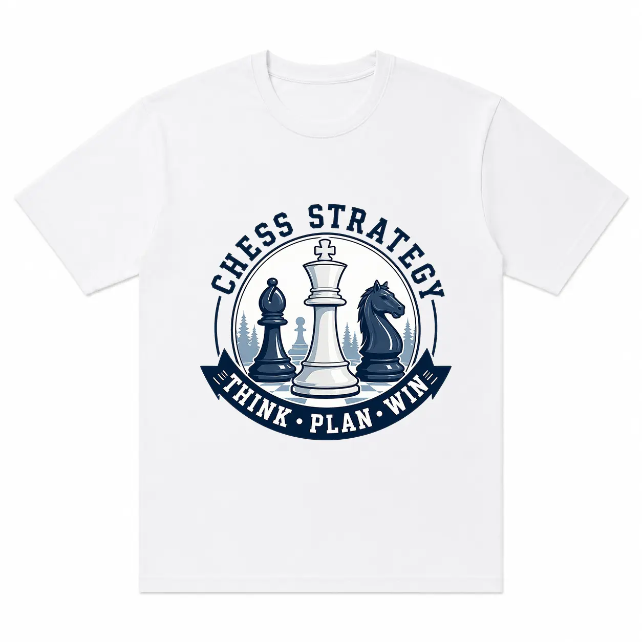 Chess Strategy Graphic T-shirt Shirt Tee Top, Letter Print Black Shirt, White Chess Lover Tee for Men Women Unisex, Harajuku Streetwear Oversized Casual Sweet Wear Outfit, Retro Board Game Gift