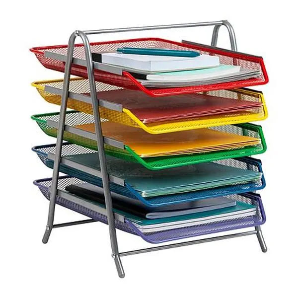 Mind Reader Desk Organizer with 5 Sliding Paper Trays - Yellow