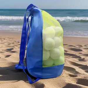 Summer Beach Mesh Large Capacity Storage Net Bag Polyester Drawstring Travel Backpack Organizer, Single Pack