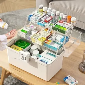 Large Capacity Home Medicine Box, Multi-Functional Storage Box, High Aesthetic Desktop Organizer, Layered Compartment, Dustproof Organizer Boxes, Durable Dustproof Moisture Proof