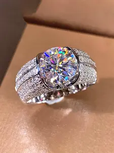 1 PC Gorgeous Style Cubic Zirconia Ring For Men's Ring Fashion Engagement Rings For Wedding Engagement Party Jewelry Valentine's Day Gift Artificial Zircon Ring Synthetic Zircon Rings