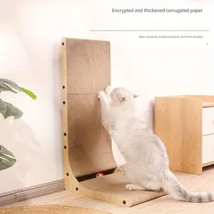 Extra Large L Cat Scratching Post and Toy, Scratch Column, Vertical Scratcher, Space-Saving Design for Indoor Cats, Durable Corrugated Material