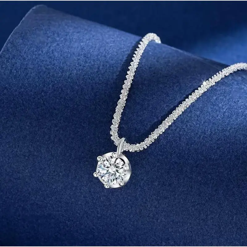 VVS1 Moissanite Sterling silver Solitaire pendant Iced out Synthetic Moissanite necklace Shine Chain Best Christmas Birthday Gift for Women with Certificate VVS1 Moissanite Sterling silver Solitaire pendant Iced out Synthetic Moissanite necklace Shine Chain Best Christmas Birthday Gift for Women with Certificate