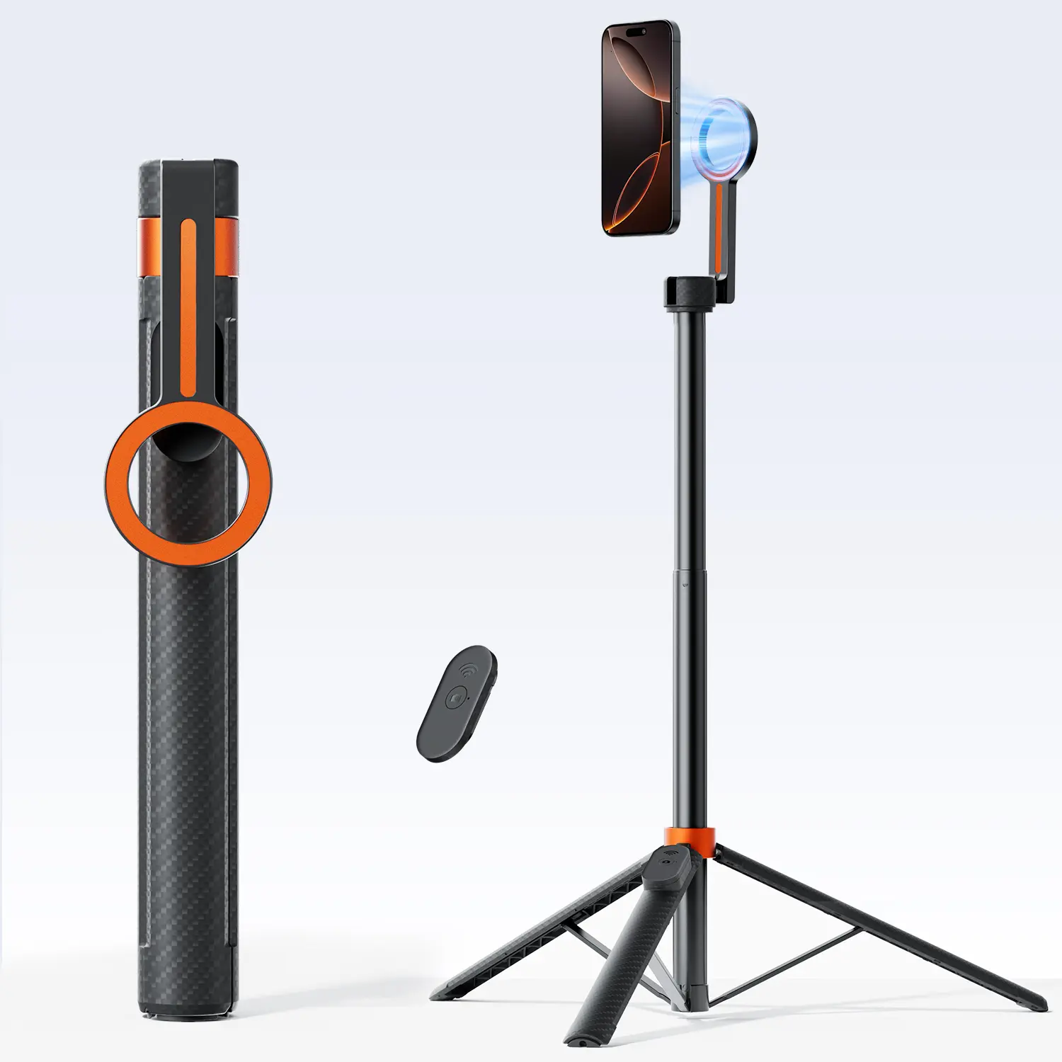 Magnetic Phone Tripod ( Black + Orange)