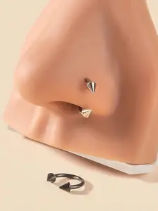 9-Piece C-Ring Nose Ring Set, Unisex, Secure Fit, Simple Studs, Silver Color Nose Rings, Party Jewelry, Birthday Gift, Nose Piercing Jewelry