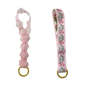 Pink Wristlet Keychain - Coquette Strap for Phone, Camera, Keys, Bag Charm or Wallet Clip