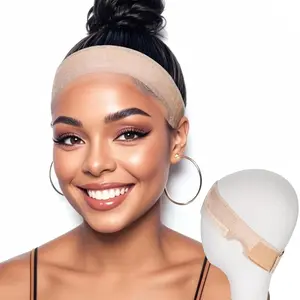 Wig Grip Band, 2 Counts Adjustable Wig Gripper Set with Ear-Cutouts, Natural Lace Edge, Adjustable Non-Slip Band with Velcro, Comfortable, Breathable, No-Headache Design, Wig Tape