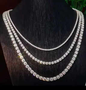 Tennis Necklace Moissanite Synthetic 2-6MM 16-24 Inch VVS1 Clarity