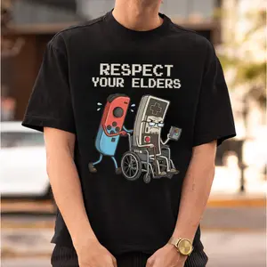 Respect Your Elders T-shirts, Classic Humor Tee, Retro Gamer Shirt, Grandad & Father Gift, Graphic Tee