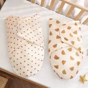 1pc Baby Print Bean Swaddle, Ultra Soft Comfort, Skin-Friendly, Anti-Jump, Anti-Chill, Cute Pet Pattern, Washable, All Seasons Newborn Wrap, Soft Bedding, Soft Warm Bedding