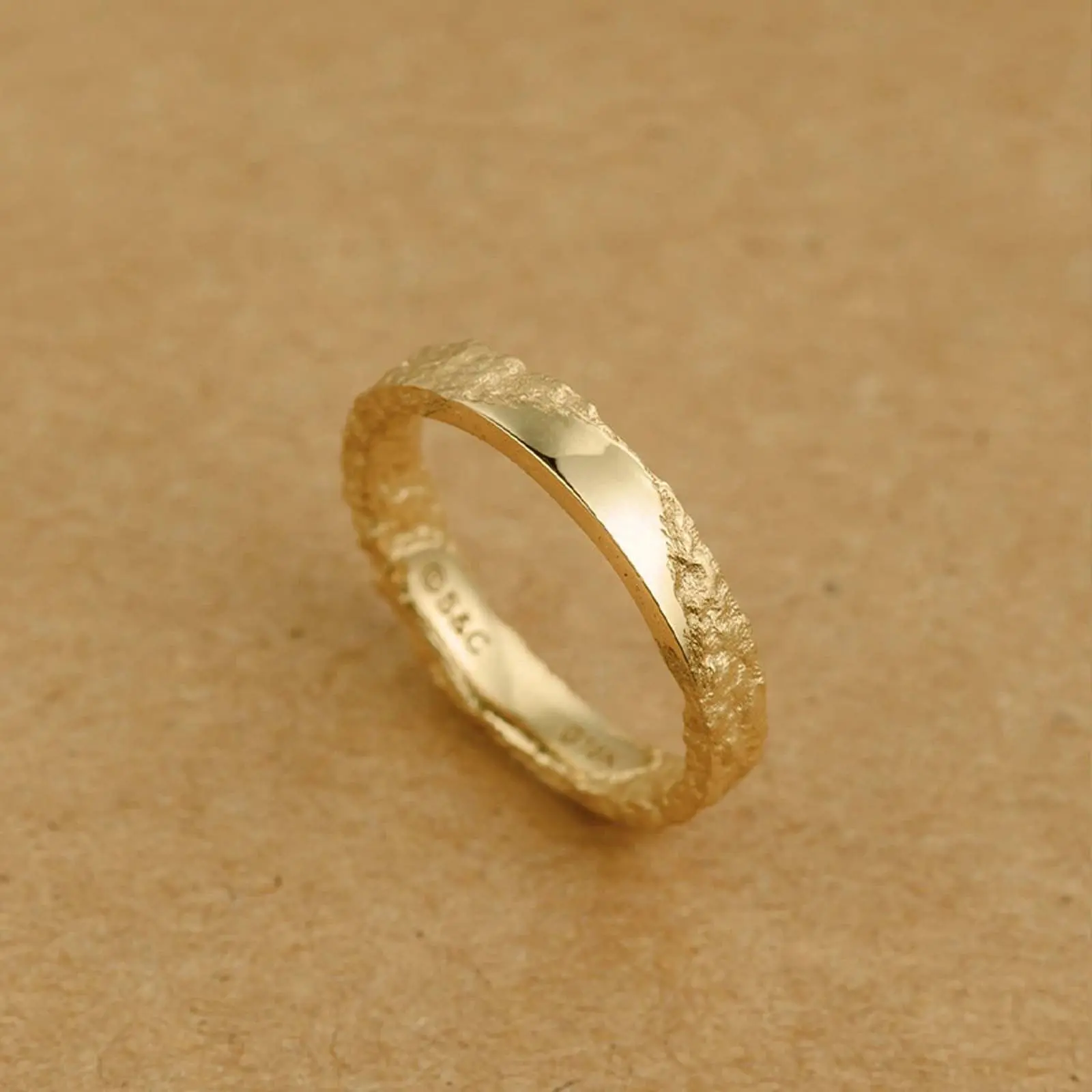 Simple niche fashion erosion ring retro punk plain ring irregular texture unisex jewelry