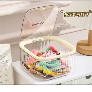 Desktop Hair Accessory Storage Box, Large Capacity Cover Transparent Container, Dustproof Hair Clips Organizer, Makeup Holder, Multifunctional Organizer, Organizer Storage Supplies