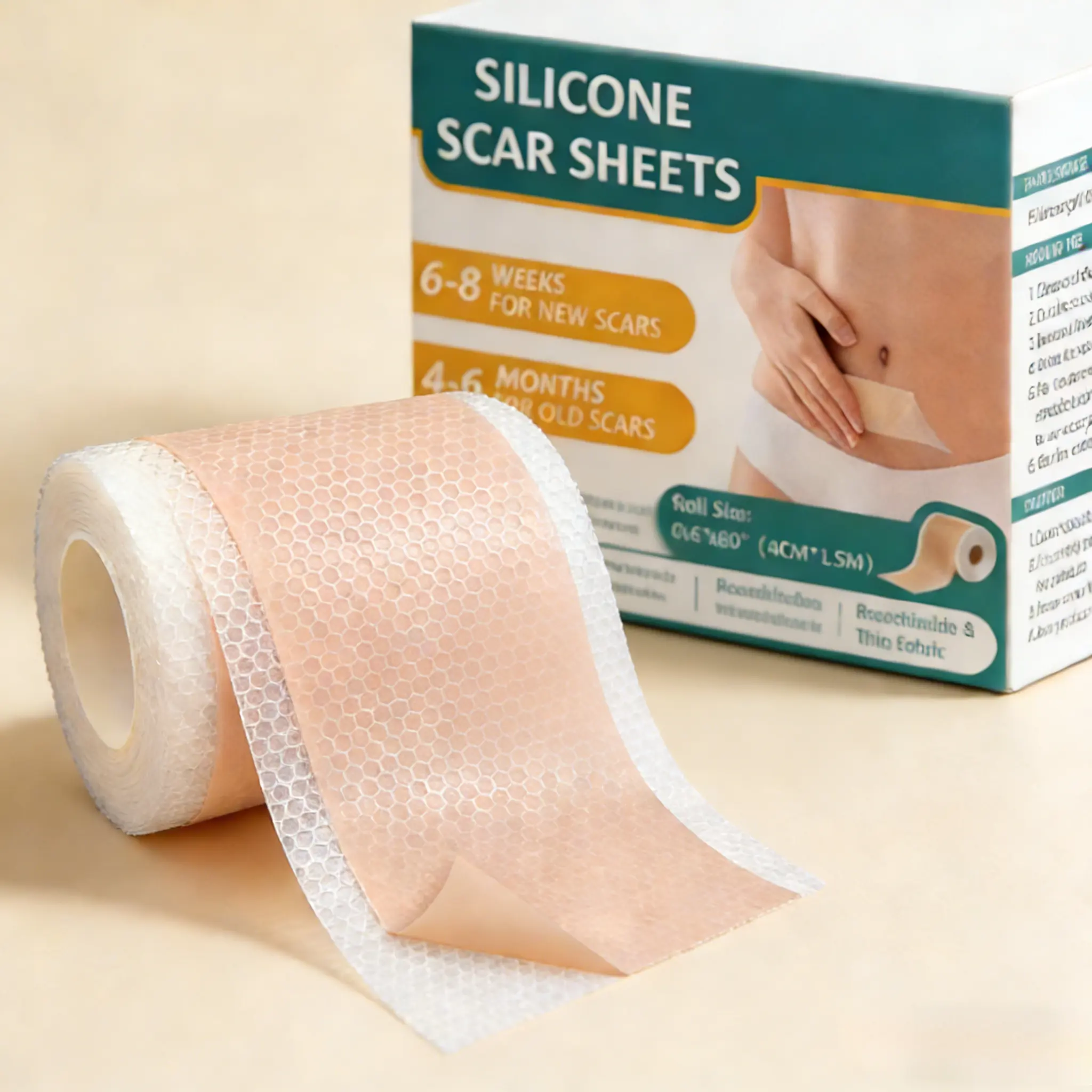 Professional Silicone Scar Sheets Roll, Medical Grade Reusable Scar Tape for Keloid, C-Section, Surgical Scars, Burn and Acne, Extra Long Silicone Scar Removal Strips 1.6in x 60in for Face and Body