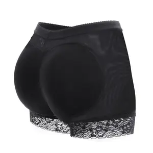 Women Lace Padded Seamless Butt Hip Enhancer Shaper Panties Underwear short moldeador Shapewear Womenswear Compression Basic Black Minimalist