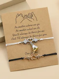 Magnetic Heart Charm Bracelet Set, Stackable Bracelets, Fashionable Couple Bracelet for Women & Men, Trendy All-match & Exquisite Jewelry for Birthday Gift, Cute Jewelry, Heart Shaped Bracelet, Bracelet With Charms