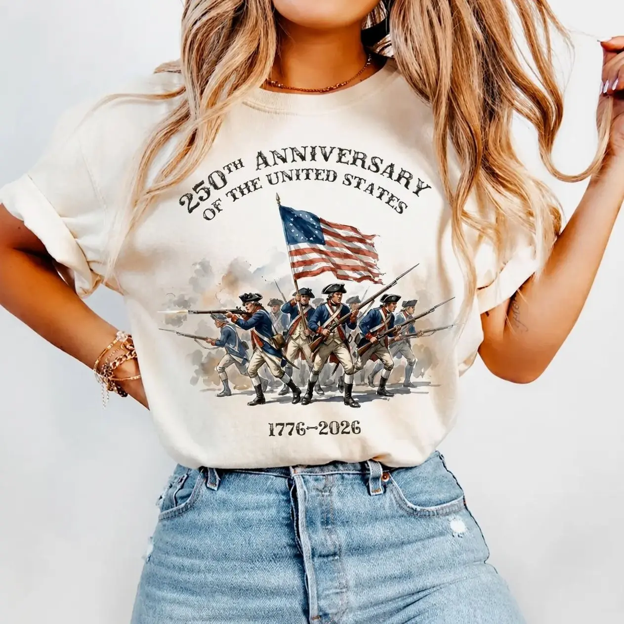 Comfort Colors America 250th Anniversary Shirt, 1776–2026 Patriotic Tee, Vintage American Revolution Shirt, 4th of July 2026 Outfit, USA Flag Soldier Graphic Tee, Independence Day Shirt