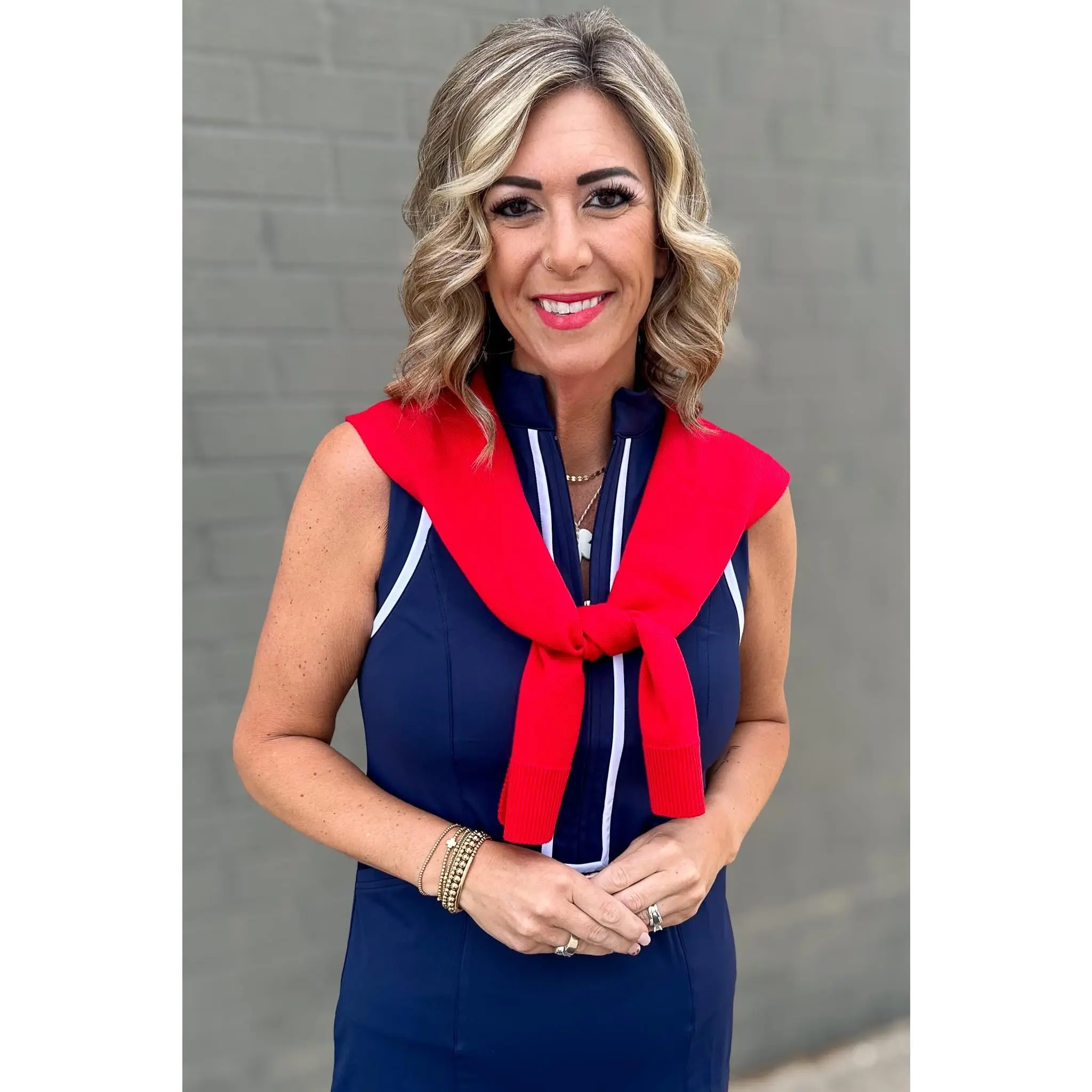 Red Preppy Mock Sweater Wrap