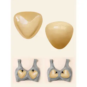 1 Pair Of Double-Sided Self-Adhesive Bra Pads, Chest Pad Adhesive Pads, Bra Bikini Invisible Thickened Chest Pad Waterproof Swimming，sticky inserts，Sticky Waterproof Silicone Adhesive Bra