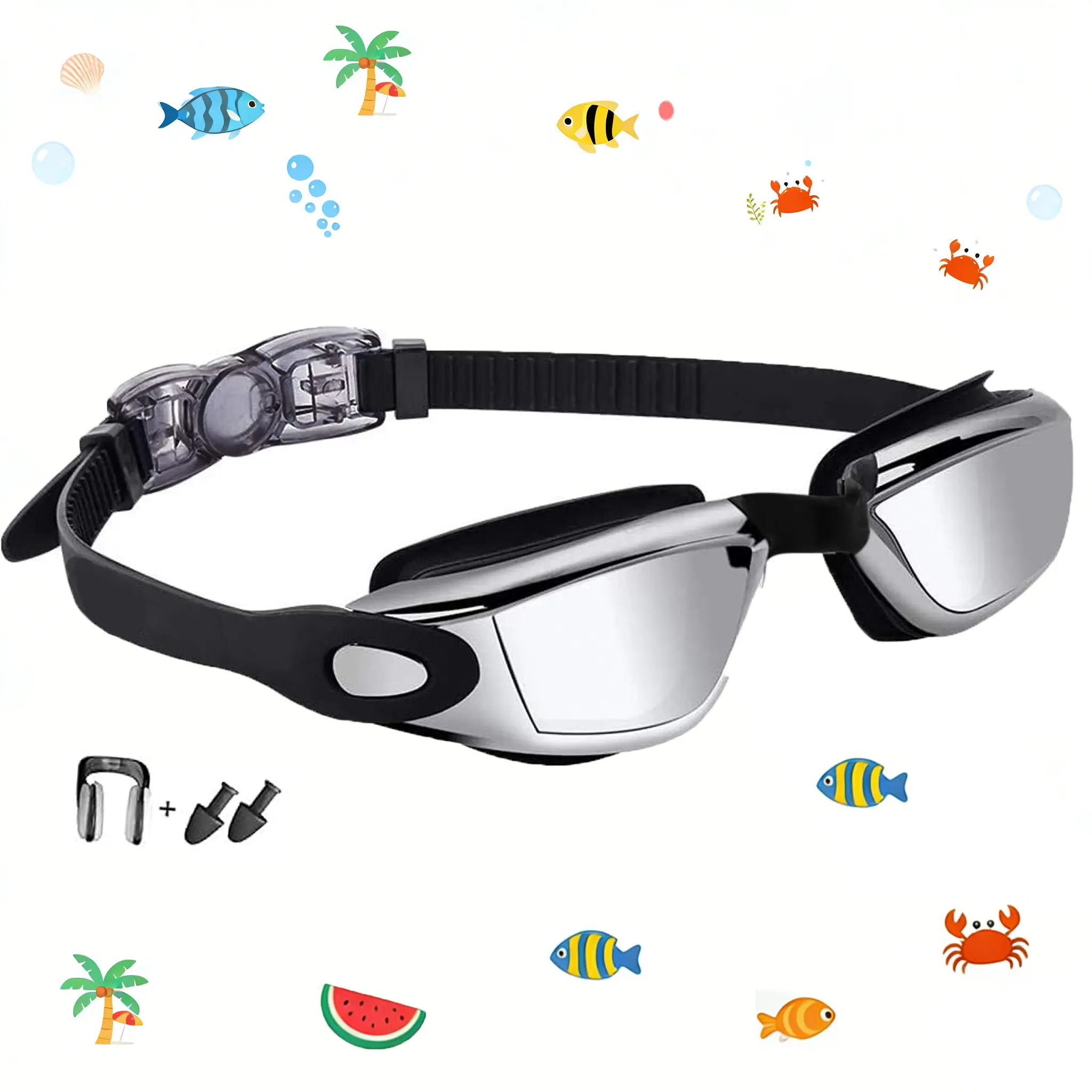 Sharkite 2-Pack Kid Swim Goggles for Ages 3-15 - Anti-fog, UV-Protective, Leak-Proof, Full-Coverage Design with Comfortable Snug Fit, Silicone Seal, Anti-Leak Anti-Fog Swimming Goggles