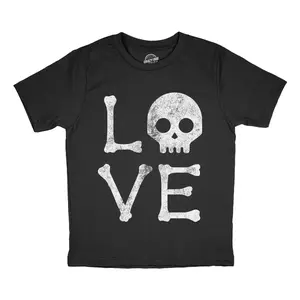 Youth Funny T Shirts Love Skull Sarcastic Halloween Graphic Novelty Tee For Kids Funny T Shirts Halloween Tops for Kid Novelty Tees for Kids Black -