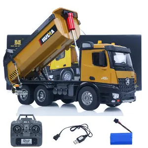 HUINA 1/14 Electric RC Dump Truck 573 Remote Control Tipper Model Vehicle Flowing Water Light Sound Effect 2.4G Radio Battery