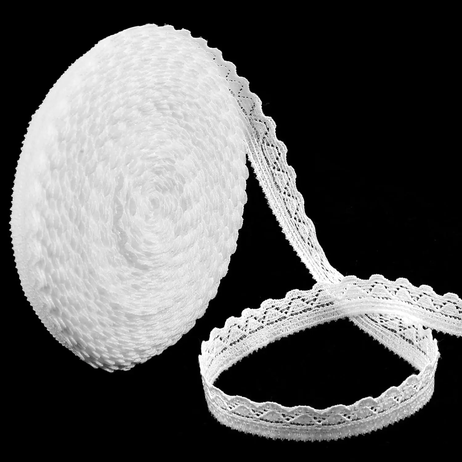 Stretchy Elastic Floral Lace Trim, 1cm Wide 10yd White Crochet Lace Ribbon for Bridal Wedding Decor, Christmas Packaging, DIY Sewing Craft, Stretchy Lace Trim