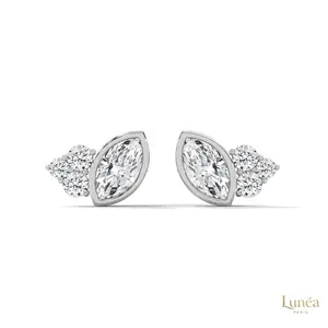 0.35 CT. Marquise Cluster Diamond Studs | Lab Grown | 14K Gold & Platinum