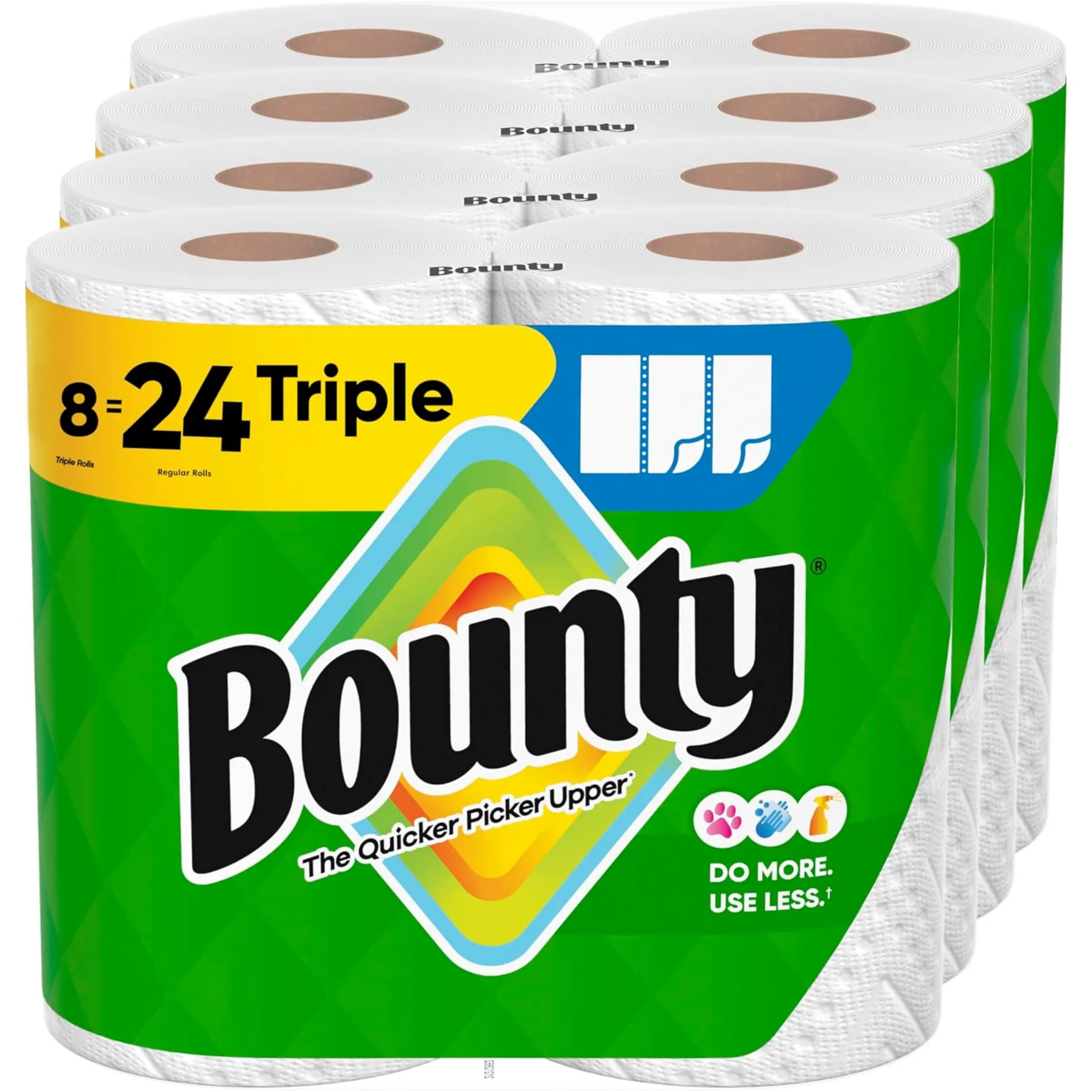 Paper Towels 8 Triple Rolls 24 Regular Rolls White Paper Towels, Ultra Absorbent Strong 2-Ply Kitchen Towels for Cleaning Spills, Household & Office Bulk Supply